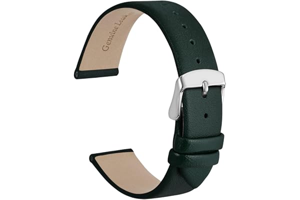 WOCCI Bracelets de Montre élégants, Bandes de Remplacement en Cuir Véritable, Boucle en Acier Inoxydable, 8mm 10mm 12mm 13mm 14mm 16mm 18mm 20mm 22mm