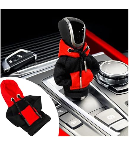A ABSOPRO Universaler Schaltknaufbezug Reflektierendes Muster Schaltknauf-Hoodie Schalthebelknauf-Hoodie Für Auto Wohnmobil LKW SUV Stoff Schwarz
