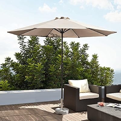 [casa.pro]® [casa.pro] parasol (Ø300cm)(beige)(aluminium) manivelle / parasol / parasol de marché / parasol de jardin / jardin