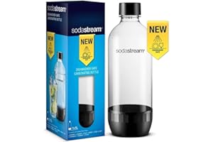 SodaStream Bottiglia per Gasatore da un Litro Universale dalla Linea Elegante Realizzata con Plastica, Lavabile in Lavastoviglie Compatibile con Gasatori Duo,Terra, Spirit, One Touch, Genesis, 9x9x288
