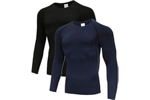 Holure Mens 2 Pack Base Layers Tops, Long Sleeve Gym Running Top Workout Shirts for Men Longsleeve