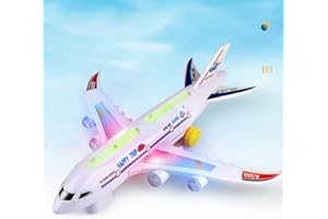 Jouets d'avion pour en-fants De 3 Ans Et Plus, Jouets d'avion Airbus A380 avec Lumières Et Sons, Jouet d'avion Électrique Bump and Go, Jouet d'action, Avion Jouet, Cadeau d'anniversaire Duqulle