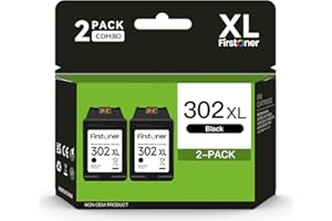 Firstoner 302XL Cartucho de Tinta Negro, 302XL Repuesto para HP 302 Cartuchos de Tinta Combo Pack para Envy 4520 4524 4527 4523 OfficeJet 3830 3831 3835 4650 5230 DeskJet 3630 1110 2130 2132(2 Negro)