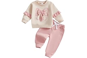 Geagodelia Completi Bambina 3D Bow Love Mamma Stampa Felpa Colore Solido Joggers Pantaloni Autunno Inverno Set di Vestiti Carino Neonata