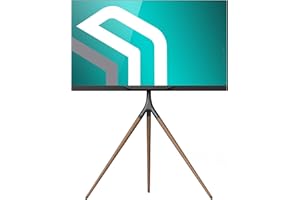 ONKRON TV Staffelei für 32-65 Zoll TV bis zu 35 kg, Fernsehständer höhenverstellbar & schwenkbar max 400x400 VESA Standfuß Fernseher Bodenständer - TV Ständer Staffelei Holz Schwarz TS1220-B