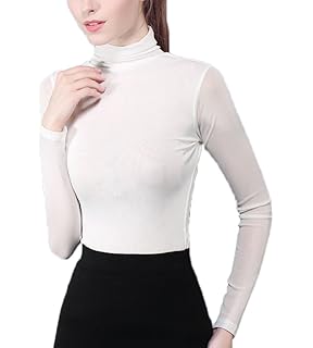 Didk Femme T Shirt Top Moulant A Col Roule Manches Longues Pull Ajuste Elastique Pour Casual Bureau T Shirts A Manches Longues T Shirts Tops Et Chemisiers