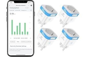 EIGHTREE WLAN Smart Steckdose 2.4GHz&5GHz, Smart Home WiFi Steckdose Kompatibel mit Alexa/Google Home/SmartThings, Stromverbrauch Messen, Zeitplan, APP Fernsteuerung, 16A (4er Pack)