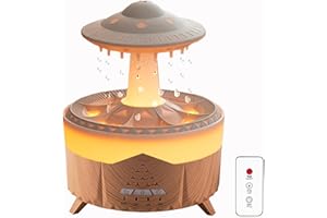 MIFXIN New Rain Cloud Humidifier with 7 Color Night Light Cool UFO Style Micro Humidifier Aromatherapy Diffuser No Sound Oil Diffusers for Home Office Relax Mood (Wood Grain)