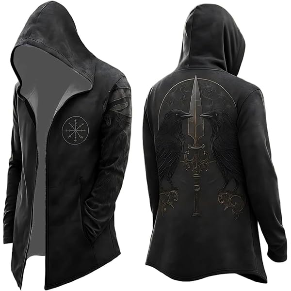 Sweat à Capuche Zippé Viking Homme – Design Mythologie Nordique Avec Poches, Chaud Pour Automne Et Hiver