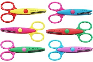 CLOKELAI Children's Craft Scissors Set of 6 Children's Zigzag Scissors 8 Pieces Mini Paper Punch with Various Cutting Patterns Safety Edge Scissors Colourful for DIY Design Paper Cut