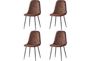 AINPECCA Set of 4 Dining Chairs Suede Seat with Metal Legs Dressing Lounge Home (Brown, 4)