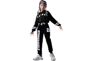 LOLANTA Girls Hip Hop Dance Costume, Sporty Tracksuit Street Dance Outfit, Hoodie Jogger Pants Set