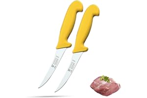 SMI 2 Pièces Couteau à Désosser Solingen Courbée 5 pouce Couteaux à Désosser Flexible Acier Inoxydable Couteau Boucher Made in Germany Couteau Cuisine