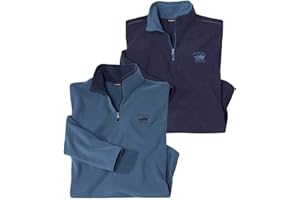 ATLAS FOR MEN - Lot de 2 Pulls en Micropolaire pour Homme - Léger et Doux - Parfait pour l'hiver - Disponible en Grandes Tailles du M au 5XL