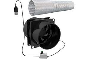 LVYXON Ventilatore di ventilazione per condotto di scarico, aspiratore portatile con tubo flessibile USB regolabile fai da te, ventola di ventilazione per casa e cucina (solo il ventilatore)