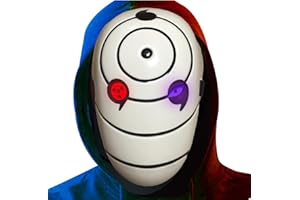 Funjoyz Led Narutoos Uchiha MáScara De Halloween Obito,MáScara De Terror Led, 3 Efectos De Luz,MáScara De Halloween Universal Para Hombres Mujeres Carnaval DíA Del Mascarada Cosplay