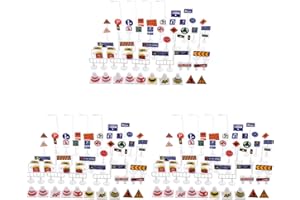 Toyvian 168 Pcs Trafic Route Enfants Feux de Circulation Panneaux de Signalisation Mini Panneaux de Signalisation Signes Feu de Circulation