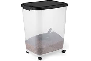 Amazon Basics Tierfutterbehälter für, 22.6 kg,Transparent und Schwarz