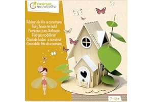 Avenue Mandarine - Ref CO174C - Creative Box - Build Your Own 3D Wooden Fairy House - Easy-to-Fit Wooden Pieces, Full Instructions Supplied, Suitable for Ages 7-12+, 27x27cm