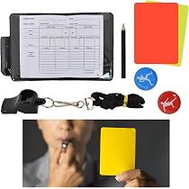 Kit Arbitre Football Portable - 2 Cartons Rouges, 2 Jaunes, 2 Carnets, 2 Stylos, PVC Durable