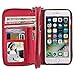 Produktbild HARRMS Apple iPhone 7 Plus 5.5" Leder Hülle Flip Case Handytasche und Brieftasche mit Standfunktion Kredit Karten Fach mit Unsichtbarem Magnet, Rot