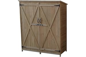 Gardiun Caseta Armario Sundy 140x52x162 cm Madera Maciza para Exterior