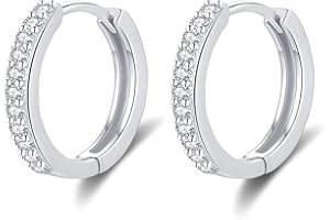 SNORSO Boucles d'oreilles Femme Hypoallergénique Créoles en Argent Fin 925 Avec Zircone Cubique Plaqué Platine/Or Jaune/Or Rose, Diamètre 8mm/10mm/12mm