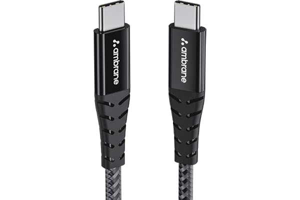 Ambrane 100W Fast Charging Cable Compatible with iPhone 15, Samsung, OnePlus, Google Pixel, Laptop, Macbook, 480mbps Data Sync, Braided Cable, 1.5m Length (ABCC-100), Black