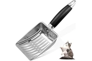 Apidgrowth Pelle à litière en Acier Inoxydable pour Chat - Pelle à litière en métal de Taille Moyenne - Pelle en Maille Robuste - Facile à Nettoyer - Convient pour bac à litière pour Chat - Noir