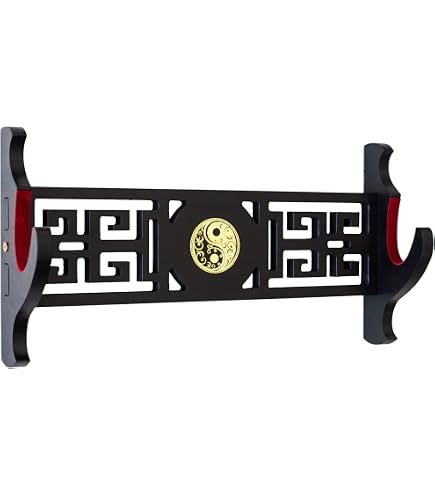 Dfdvye Supporto per spada Katana, supporto da parete a 2 livelli con icona Tai Chi in velluto imbottito per Katana, Samurai, spada, bacchetta, spada, wakizashi, espositore per spade