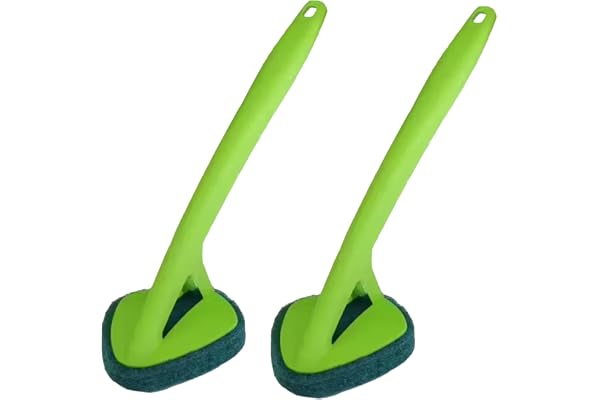 Bathroom Tile Cleaning Brush with Scrubber, Long Handle, Green, 2-Pack