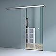 Durovin 900 * 2050mm Internal Sliding Glass Door - Clear Glass - Round Handle - with Track 6.7ft for Bathrooms Kitchens Living Room Bedroom