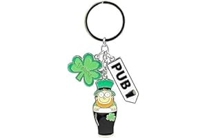 CARROLLS IRISH GIFTS Irish Leprechaun Style Charm Keychain With Pub Sign Charm