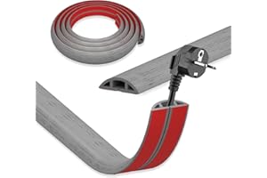 DIKARIYA Passage de Cable au Sol, 3mx30mm Gris Cache Cable Sol, Petit Canal de Câble Flexible, Goulotte Passe Cable, PVC Cache Fil Électrique Sol Auto-Adhésif Montage pour Tous Les Câbles Bureau