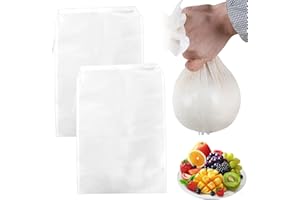 Aruicheng Nut Milk Bag Reusable Food Strainer Bags 24X36cm Nylon Fine Mesh Straining Bag Cheesecloth for Milk Juice Hop Jelly Nut Milk Yogurt Coffee 2 Pack 200 Mesh