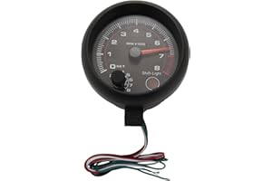 XZANTE Tacómetro Retroiluminado Led Blanco 12V 3.75 Pulgadas Universal Calibre con Luz Roja De Cambio para Auto Cochede Gasolina, 0-8000 RPM