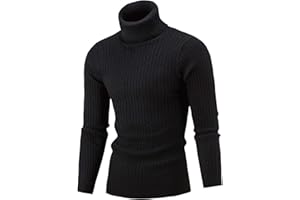 KINKOCCL Mens Turtleneck Pullover Jumpers Roll Neck Polo Turtleneck Twist Ribbed Knitted Sweater Full Long Sleeve Pullover Casual Basic High Roll Neck Turtle Neck Tops