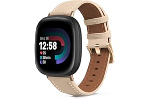 KeeFos Skórzany pasek 20 mm, kompatybilny z Samsung Galaxy Watch Series / Fitbit Versa 4 / Versa 3 / Sense 2 / Sense / Xiaomi Redmi Watch 3