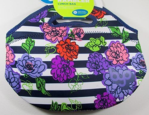 BYO Rambler Neoprene Lunch Bag Floral Blue Stripes Flowers by BYO