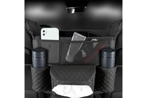 Ealingmoon Autositz Rückentasche, Aufbewahrungstasche zwischen Autositzen, PU Leder Auto Aufbewahrungstasche Handtaschen/Snacks/Wallets/Getränke/Handys aufbewahren (Schwarz)