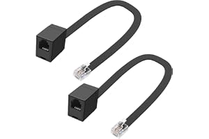 MEIRIYFA RJ12 6P6C hane till hona förlängningskabel RJ11/RJ12 Cat3 för med förlängningskabel för telefon, 30 cm – 2 st