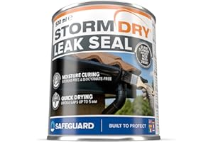 Stormdry Mastic d'Étanchéité 500ml – Caoutchouc Liquide Noir – Anti-Fuites Toiture & Gouttière – Auto-Nivelant – Brique, Béton, Métal, Feutre Bitumé