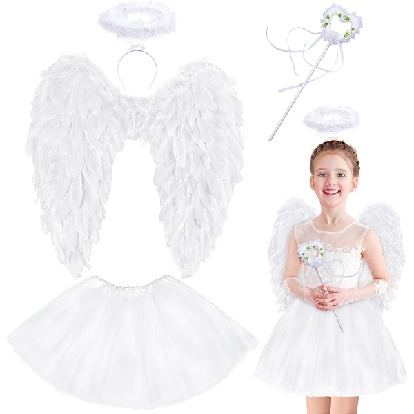Ailes D'Ange Noir Avec Auréole Et Jupe Tulle - Costume Ange/Diable 60cm Pour Carnaval Et Cosplay