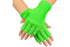 Boland - guantes sin dedos de neón, estilo años 80, brillan con luz negra, manguitos para fiestas temáticas, carnaval y festivales