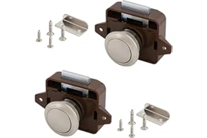 DEAUTIE 2pcs door lock, locken, möbelschloss, Wohnmobil Schlösser, Push Button Catch Door Lock, The Van Taste Schubladen Verriegelung Camping Schubladen Verschluss-Keyless Door Drehschloss (Braun)
