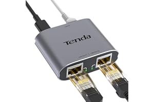 Tenda Switch Ethernet 1 à 2, 2 Port 1000 Mbps RJ45, Splitter Network, Snooping IGMP, Boîtier en Aluminium, Compatible avec Ordinateur, Routeur, Décodeur, Téléviseur Numérique (SG103M)