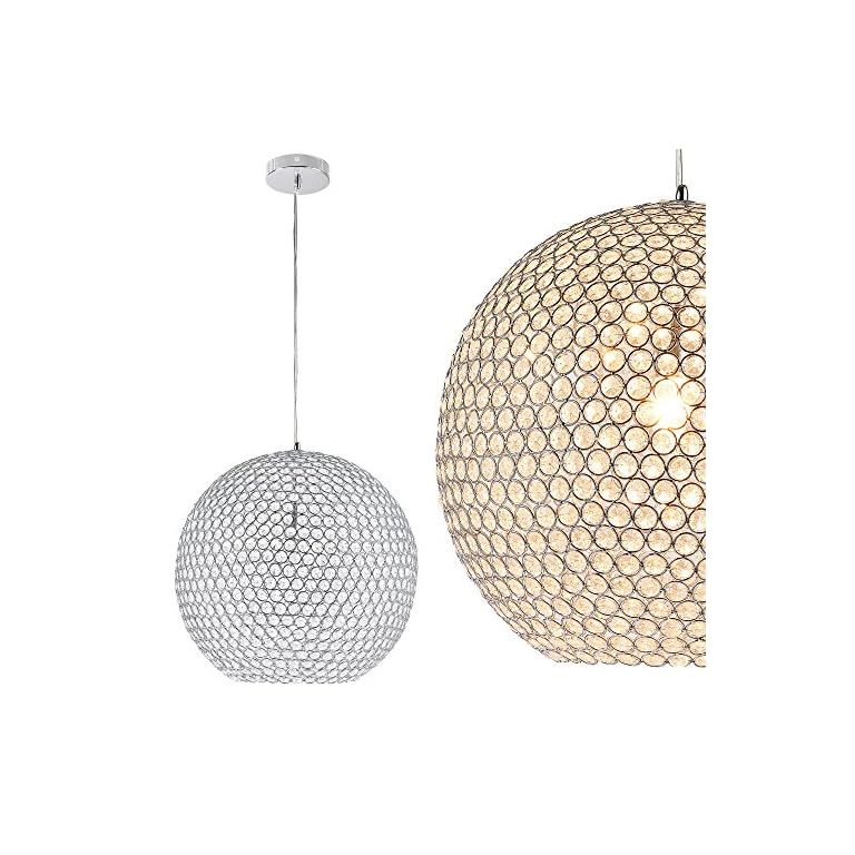 Hängeleuchte Durchmesser 40 cm Kugellüster Deckenlampe Edelstahl
