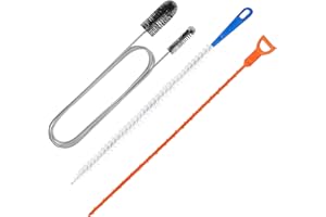 Ansodo 3Pcs Drain Unblocker Tools Set, 45 cm Shower Drain Unblocker, 155 cm Double-Ended Drain Pipe Cleaner Brush, 50 cm Hair Clog Remover for Bathroom Shower Plug Hole(Color:Black+Silver+Orange)