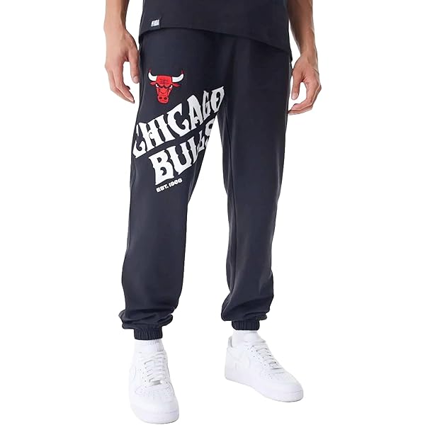 Pantaloni Jogging New Era NFL - Edizione Limitata Lakers, Bulls - Grigio E Nero, 100% Cotone - Foto 7