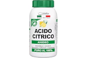 SOLEILUX Acido Citrico in Polvere Puro al 100% Naturale ed Ecologico Multiuso per Pulizia e Igiene Ammorbidente, Anticalcare, Brillantante, Disincrostante, Decalcificante 1 kg PRODOTTO IN ITALIA (1)